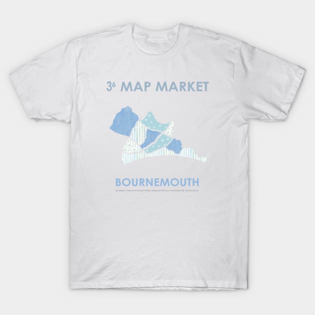 Bournemouth Map - Full Size T-Shirt by Paloma Navio